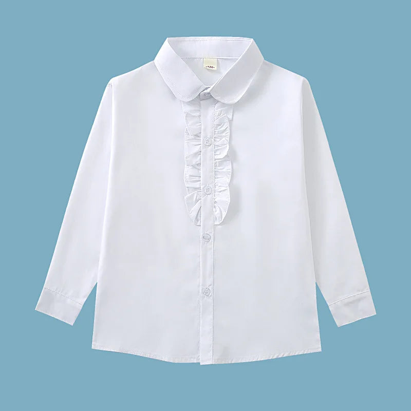 Childrens’ White Lace Cotton Blouse – Long Sleeve