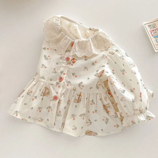 Girls’ Floral Cotton Blouse – Long Sleeve Spring Top