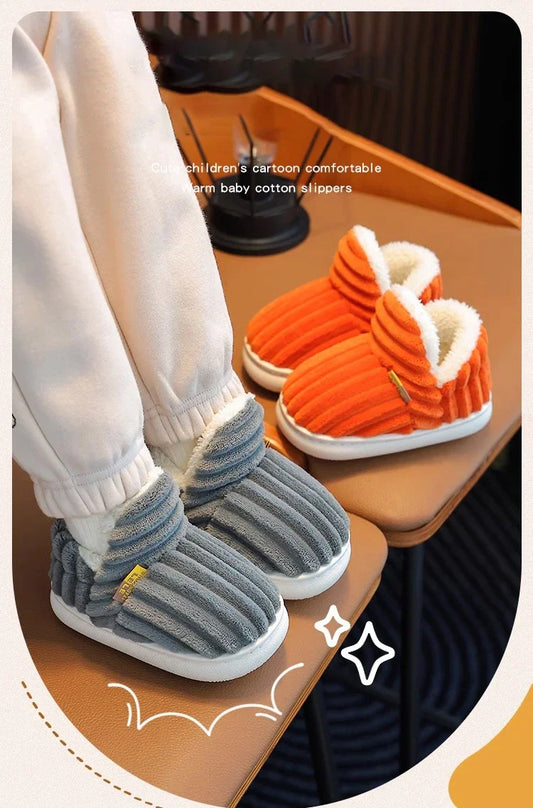 Children’s Winter Cotton Slippers – Cozy & Thick-Soled