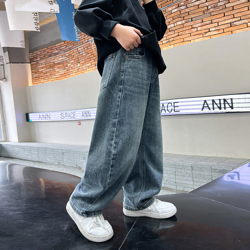 Trendy Men's Straight Loose Jeans Solid Color