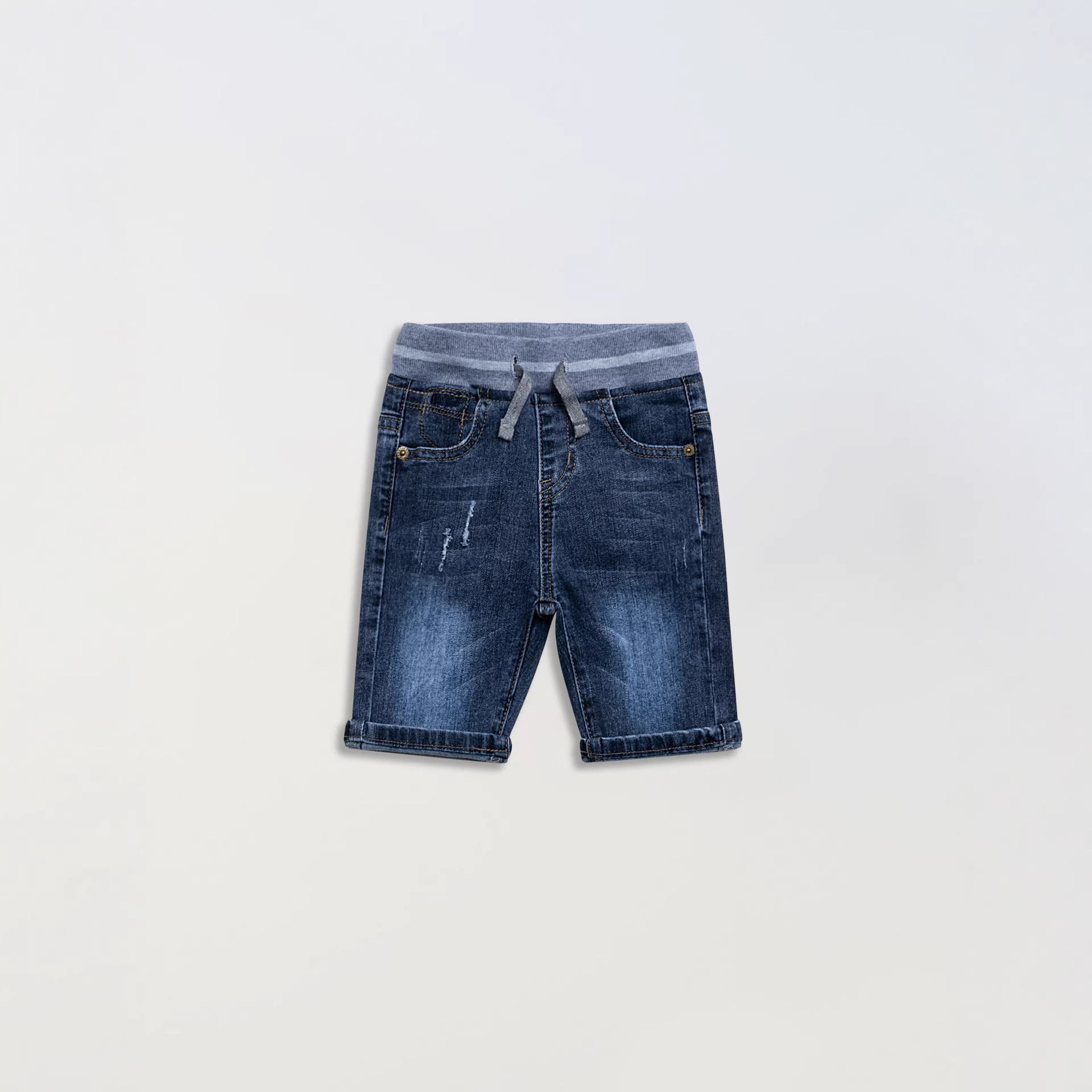 Summer Clothing Pants Shorts Boys Ribbed-waist Denim Mid-length Pants