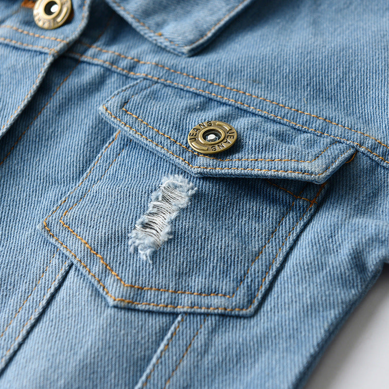 Distressed Denim Cardigan - Kidnor