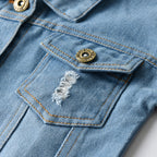 Distressed Denim Cardigan - Kidnor