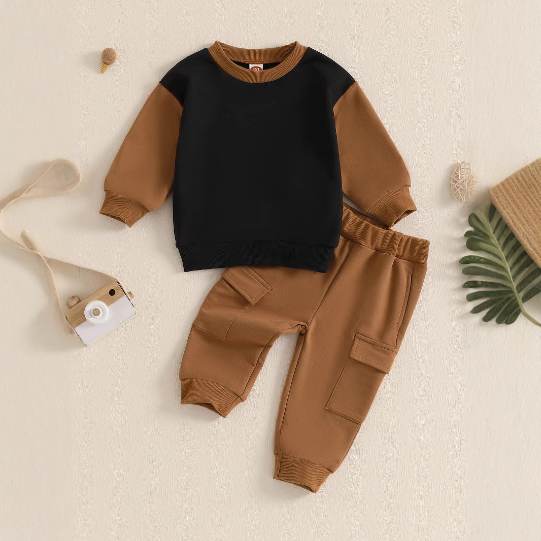 Boys Sporty Color-Block Long-Sleeve Hoodie Set