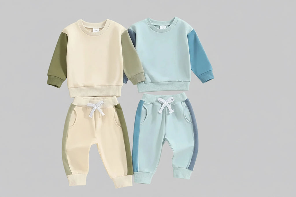 Color Matching Long-sleeve Sweater Set - Kidnor