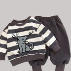Fashionable Cartoon Long-Sleeve Sweatshirt Two-Piece Set For Little And Middle-Size Kids