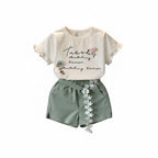 Mädchen Kurzarm-T-Shirt-Shorts-Zweiteiler