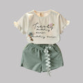 Mädchen Kurzarm-T-Shirt-Shorts-Zweiteiler