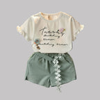 Mädchen Kurzarm-T-Shirt-Shorts-Zweiteiler