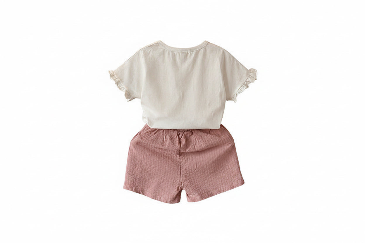 Mädchen Kurzarm-T-Shirt-Shorts-Zweiteiler