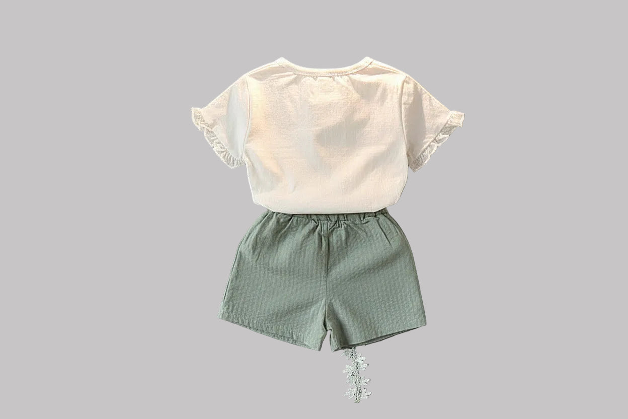 Mädchen Kurzarm-T-Shirt-Shorts-Zweiteiler