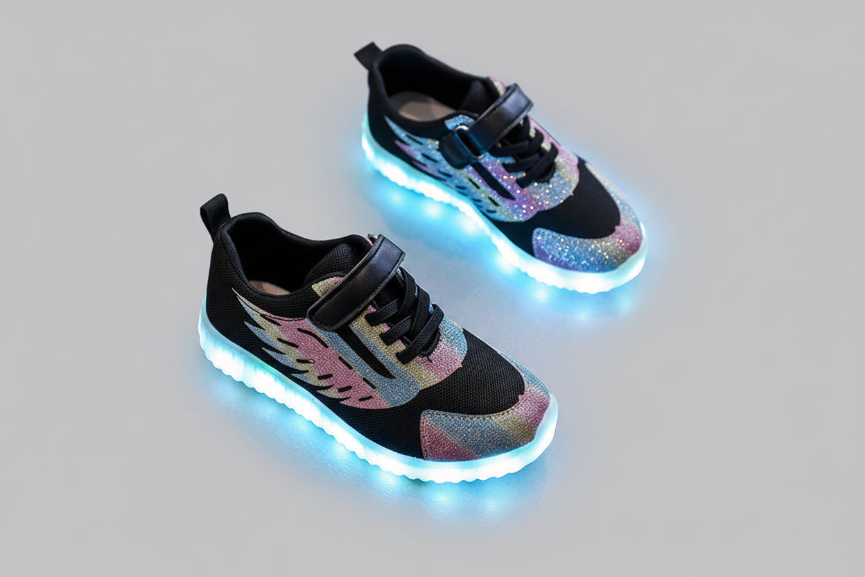 LED-Leuchtschuhe für Kinder – USB-wiederaufladbare Flügel-Sneaker mit bunten Lichtern