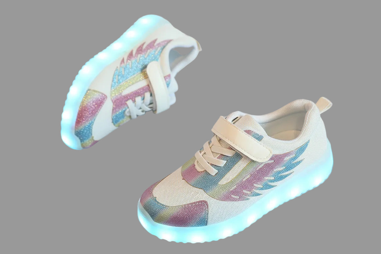 LED-Leuchtschuhe für Kinder – USB-wiederaufladbare Flügel-Sneaker mit bunten Lichtern