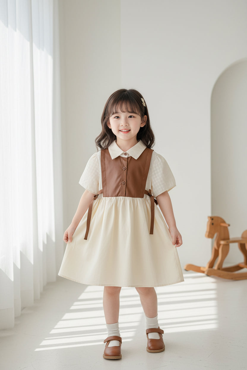 Girls Shirt Dress with Vest – Layered Look