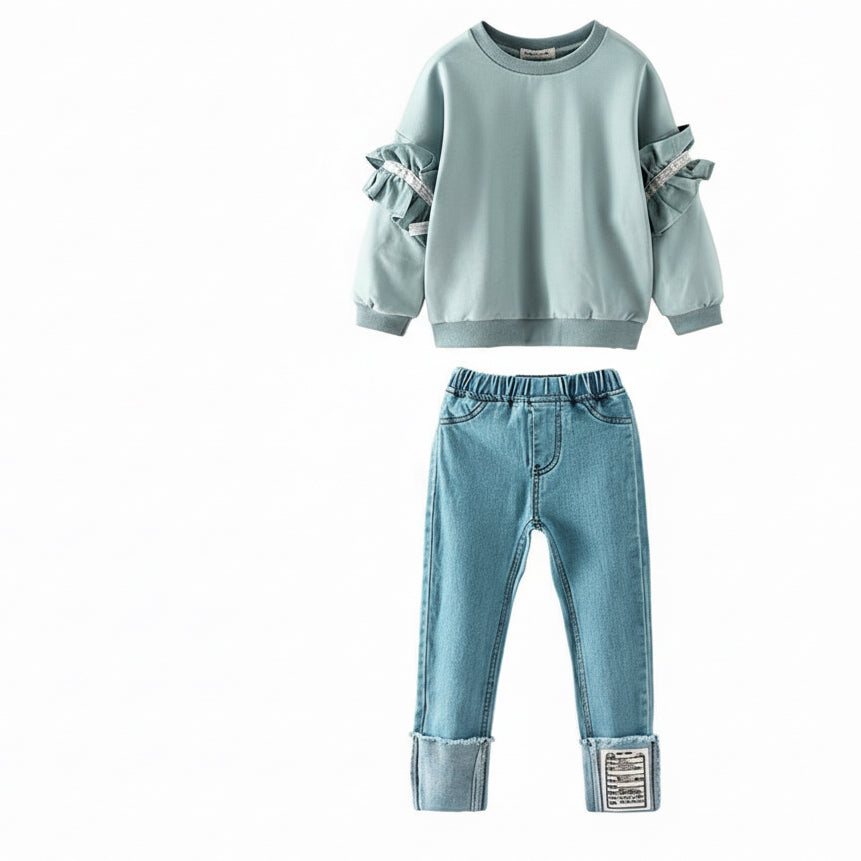 Lace sleeve and jeans - Kidnor