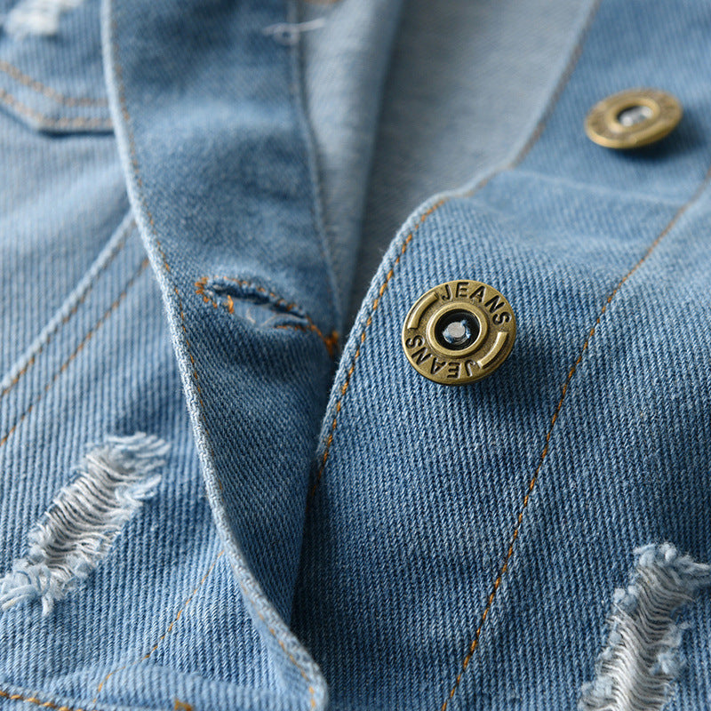 Distressed Denim Cardigan - Kidnor