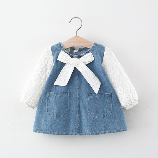 Baby Girl Dress Solid Color Denim Princess Skirt