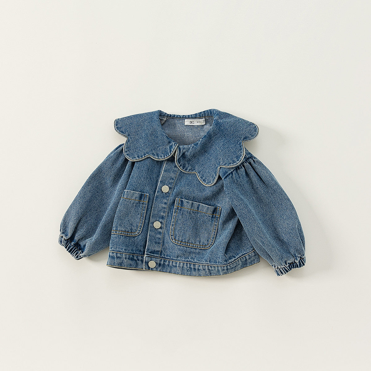 Girl's Denim Jacket Tops Western Style Doll Collar - Kidnor