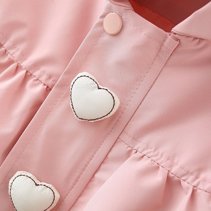 Mid-langer Kapuzen-Trenchcoat „Love“ für Kinder
