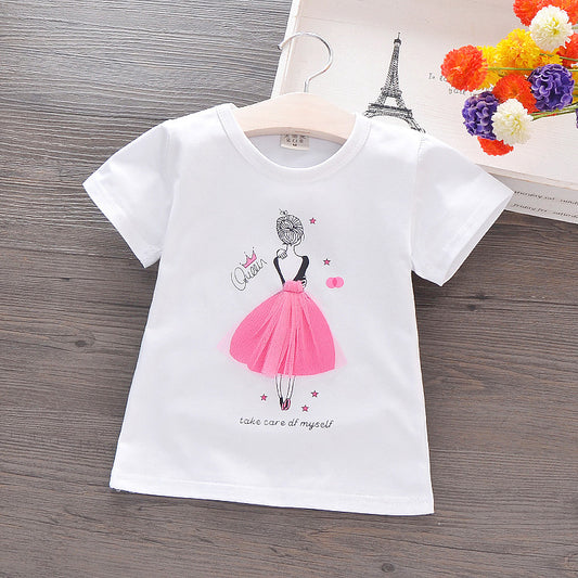 Summer cotton T-shirt cartoon girls shirt