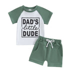 Sommerliches Vatertags-Set für Jungen: Kurzarm-Top und Shorts mit Buchstabenprint, zweiteilig