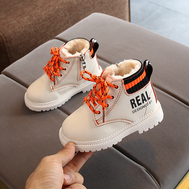 Kids’ Fashion Cotton Martin Boots – Warm with Side Zipper