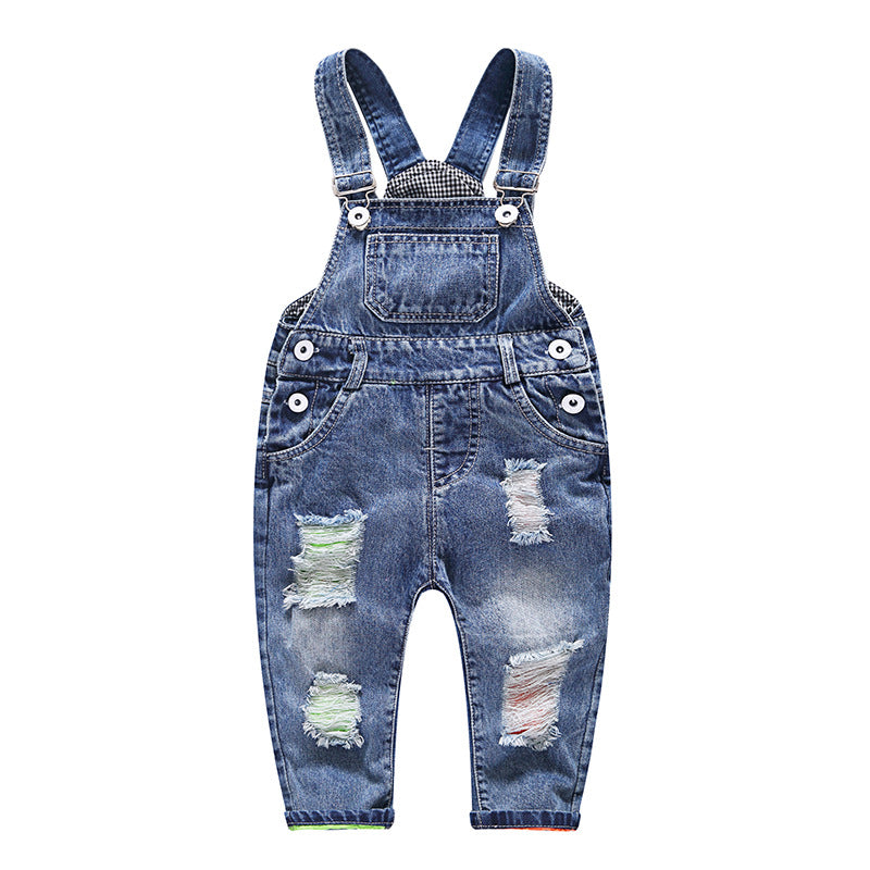 Boys' Fashion Simple Denim Suspender Pants - Kidnor