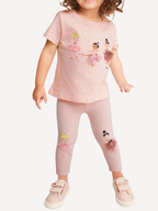 Children's Ballerina Round Neck Top and Pants Set - Kidnor