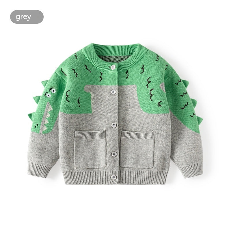 Little Dinosaur Knitted Boys' Cardigan Sweater - Kidnor