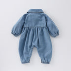 Cute Lapel Denim Rompers Jumpsuit