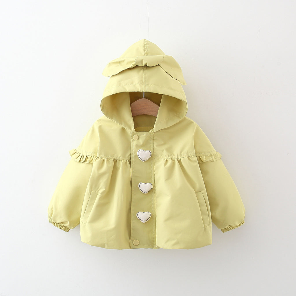 Mid-langer Kapuzen-Trenchcoat „Love“ für Kinder