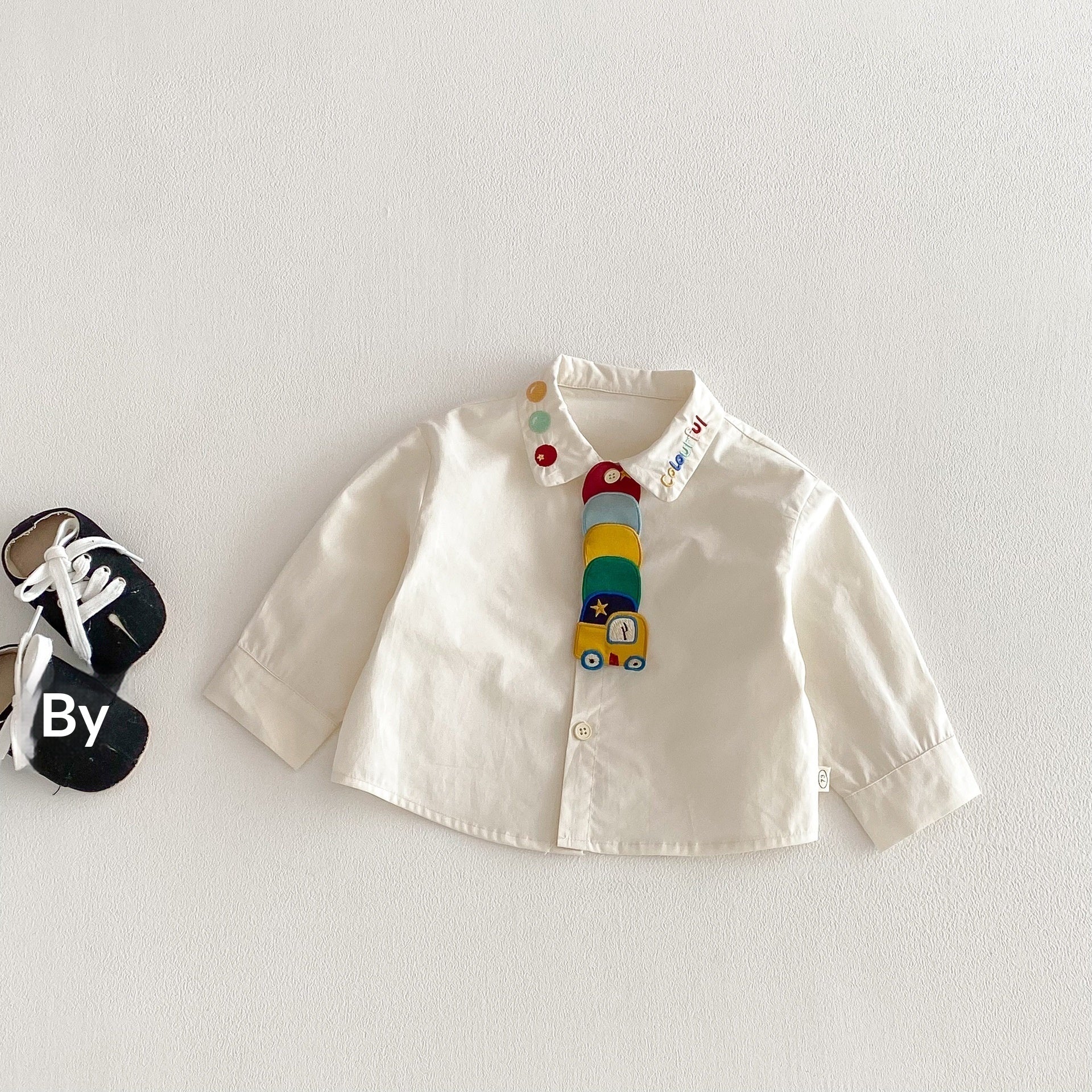 New Spring Stylish Patchwork-Sleeve Cartoon Base Shirt For Babies