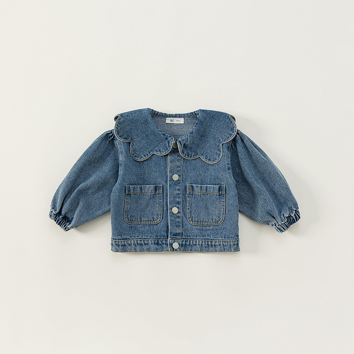 Girl's Denim Jacket Tops Western Style Doll Collar - Kidnor