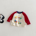 New Spring Stylish Patchwork-Sleeve Cartoon Base Shirt For Babies