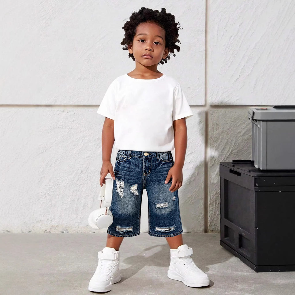 Washed Soft And Comfortable Boys Denim Shorts