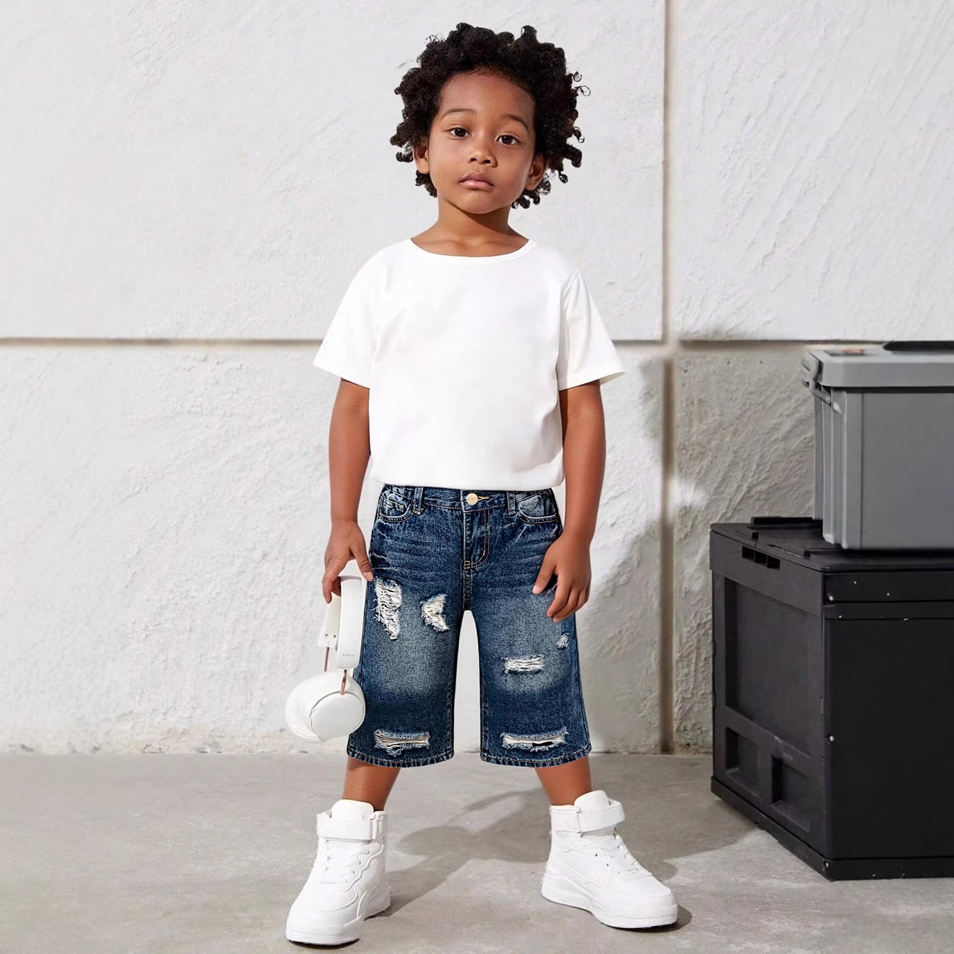 Washed Soft And Comfortable Boys Denim Shorts