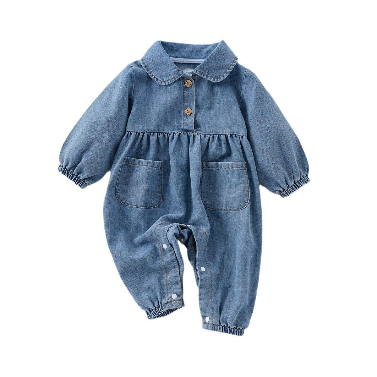 Salopetă drăguță din denim cu rever
