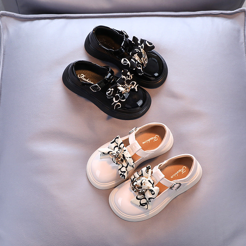 Glitzernde Schleifen-Prinzessinnen-Mädchen-Lederschuhe, kleiner Trend