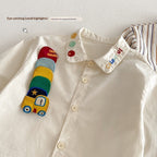 New Spring Stylish Patchwork-Sleeve Cartoon Base Shirt For Babies
