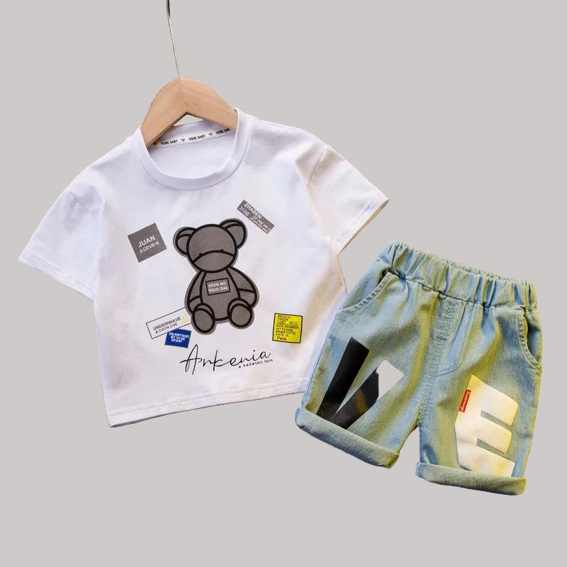 Summer New Cotton Baby Boy And Baby Girl Short-sleeved Shorts Two-piece Set
