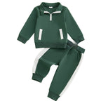 Set de bluză și pantaloni cu mânecă lungă și fermoar pe jumătate pentru băieți