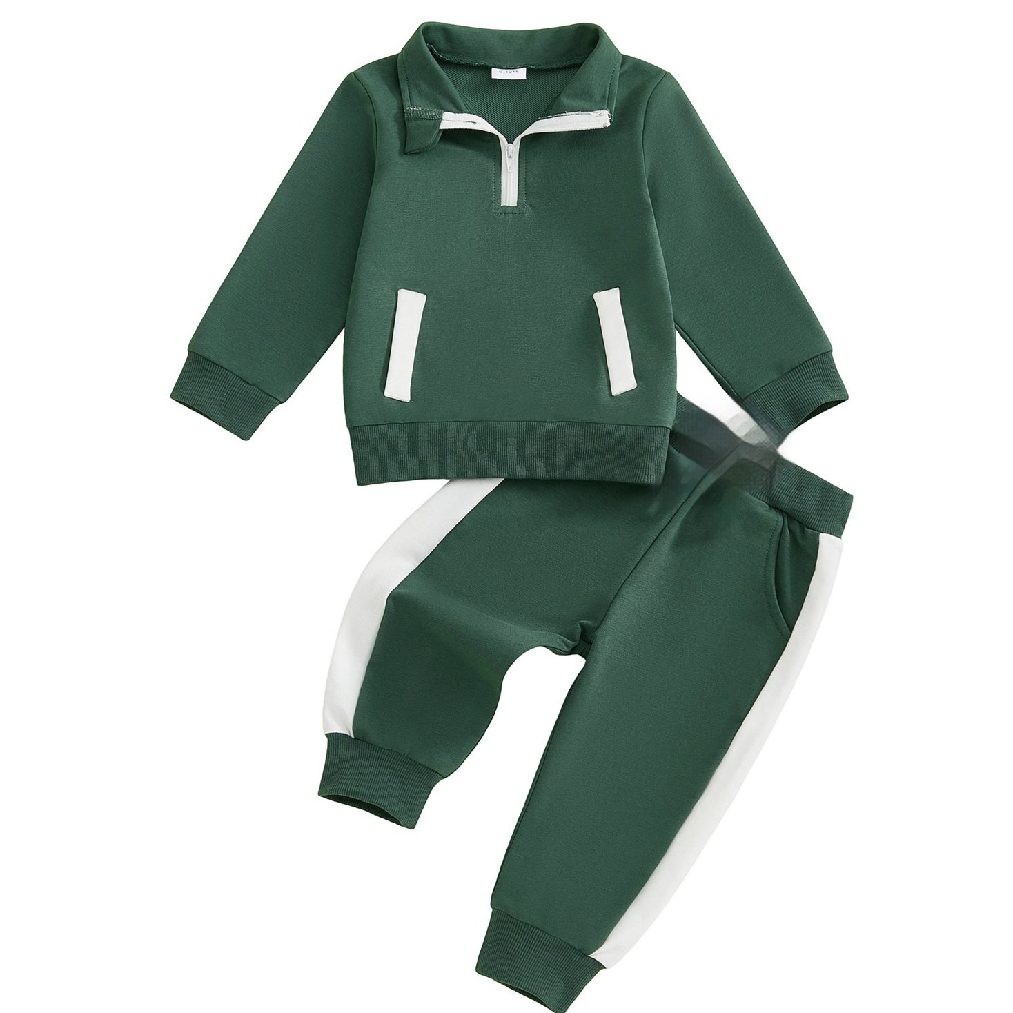 Set de bluză și pantaloni cu mânecă lungă și fermoar pe jumătate pentru băieți