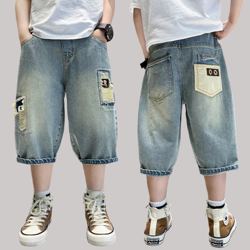 Boy Summer Clothing Shorts Thin Denim