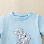 Infant And Toddler Blue Short-Sleeve Rabbit-Print Top And Shorts Set