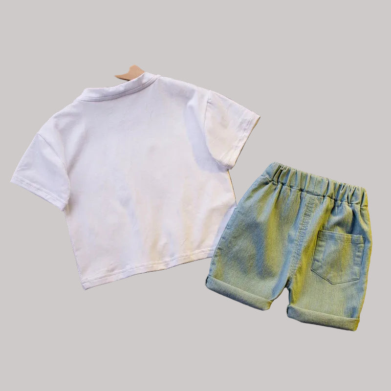 Summer New Cotton Baby Boy And Baby Girl Short-sleeved Shorts Two-piece Set