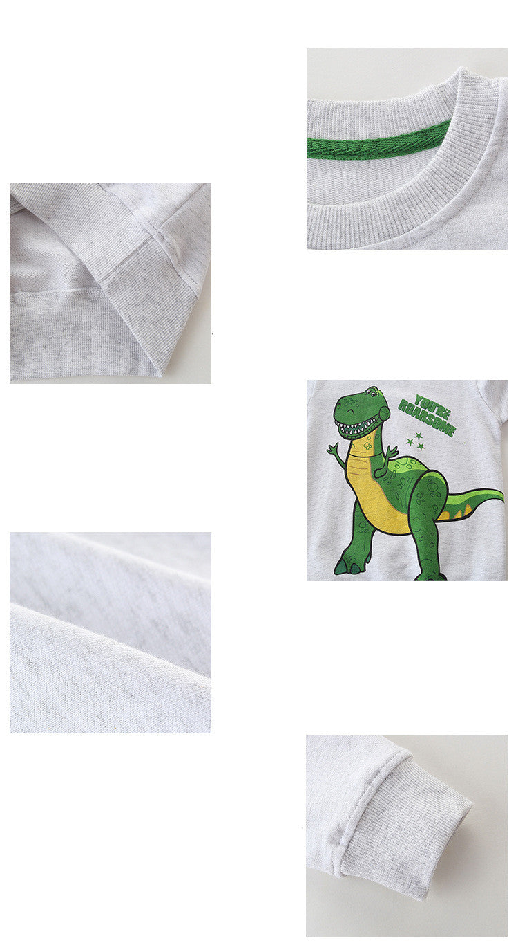 Boys Long Sleeve Cotton Printed Dinosaur Sweatshirt - Kidnor