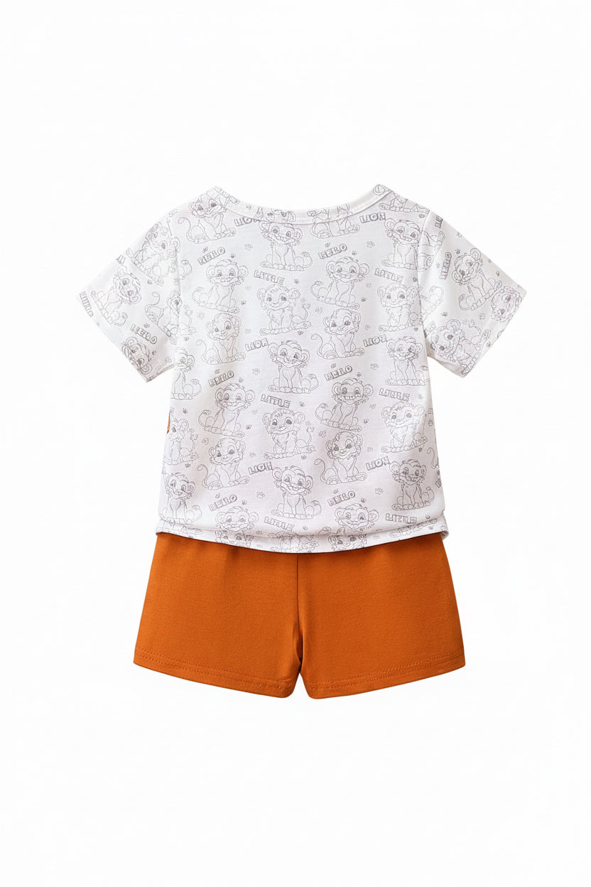 Small Stone Print And Suspender Pants Baby Clothing Two-piece Set