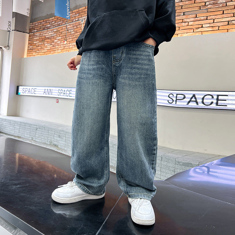 Trendy Men's Straight Loose Jeans Solid Color