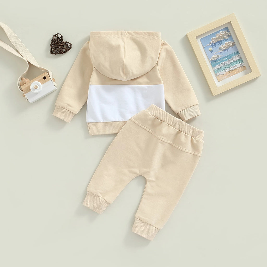 Boys Patchwork Hoodie Suit Fashion Casual