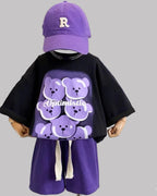 Cartoon Printed Teenager's Suit Top T-shirt And Pants Suit